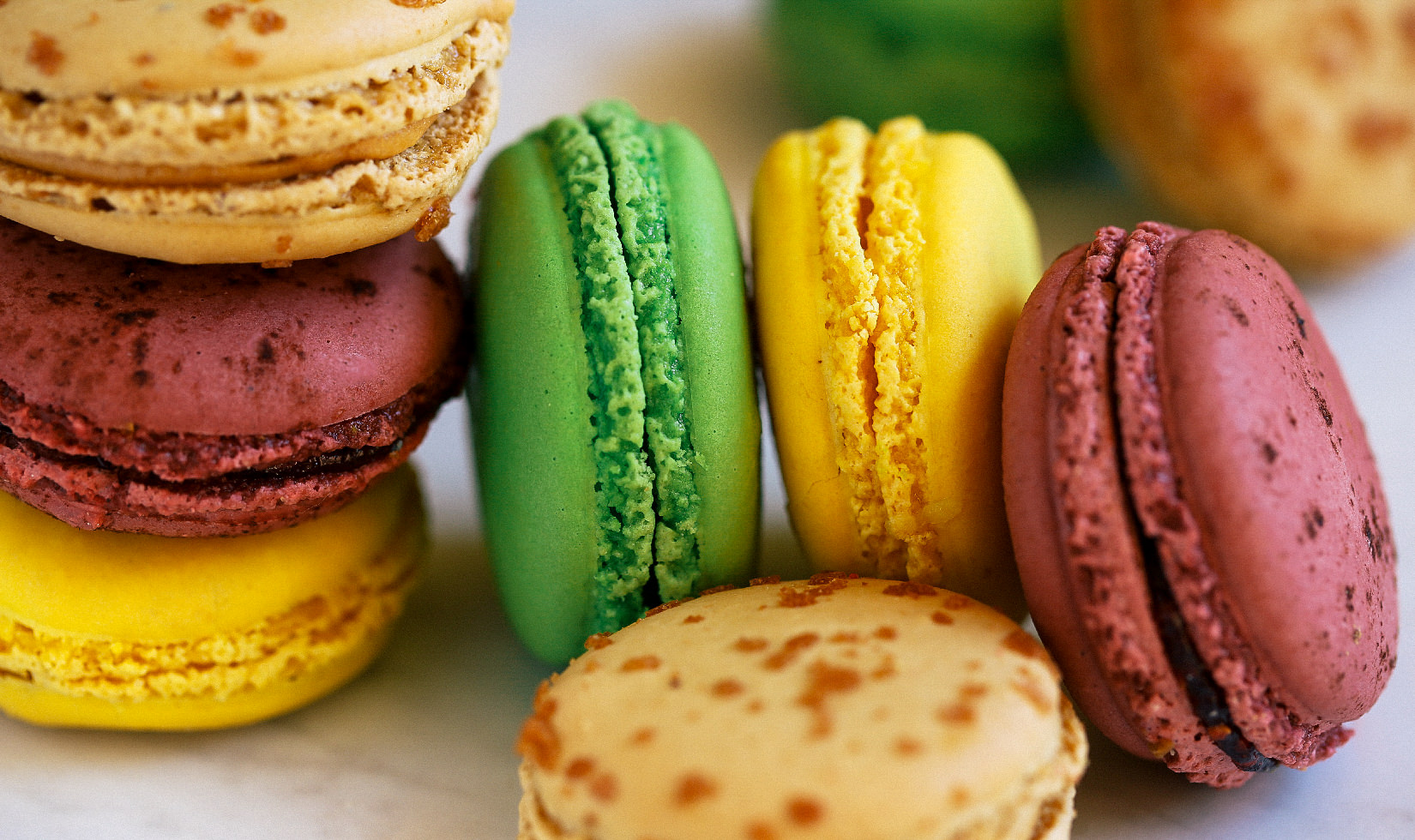 close up of colorful Jordan Winery French macarons