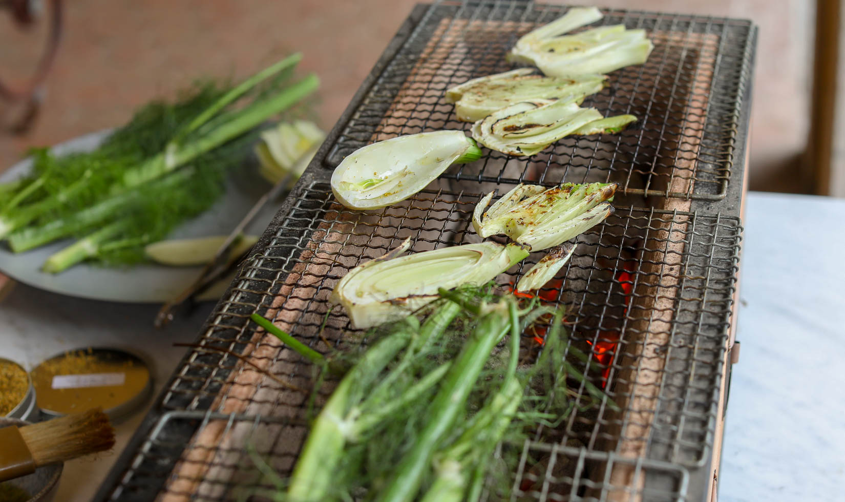 Grilling fresh fennel