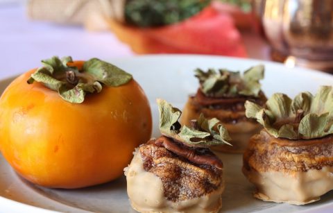 Jordan Winery dried persimmons dipped in blonde chocolate