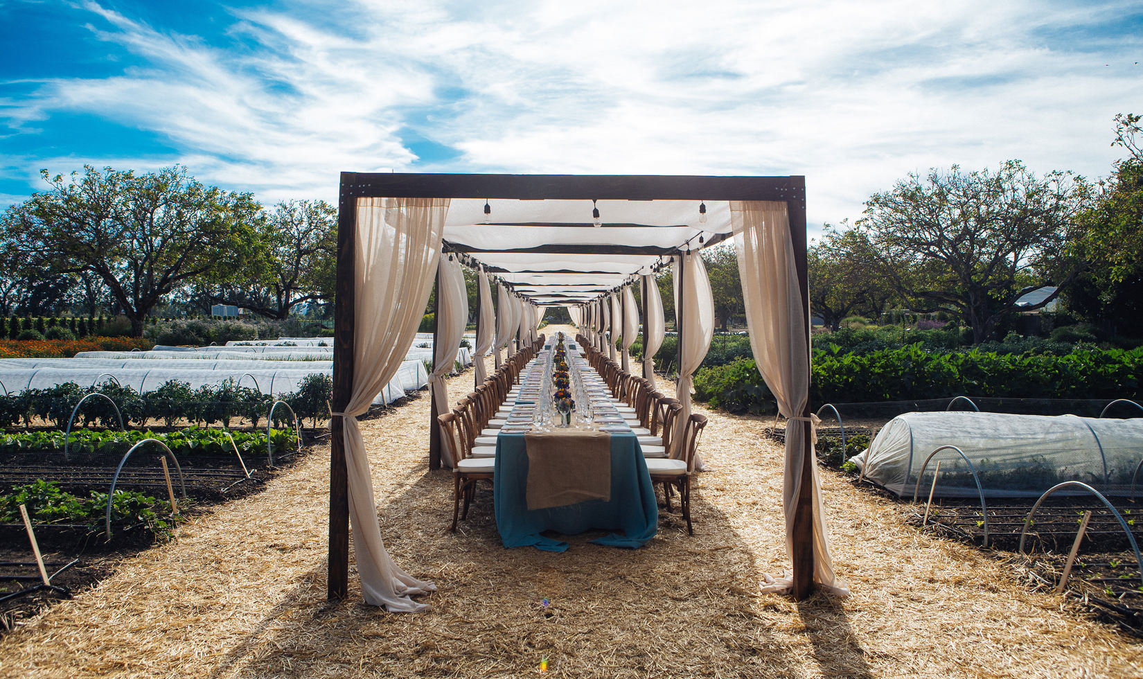 alfresco table setting for a farm to table dinner experience at Kendall Jackson Wine Estate & Gardens