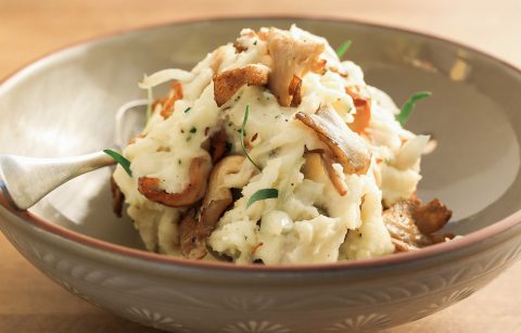 close up of Jordan Winery Mushroom, Shallot and Tarragon Mashed Potatoes