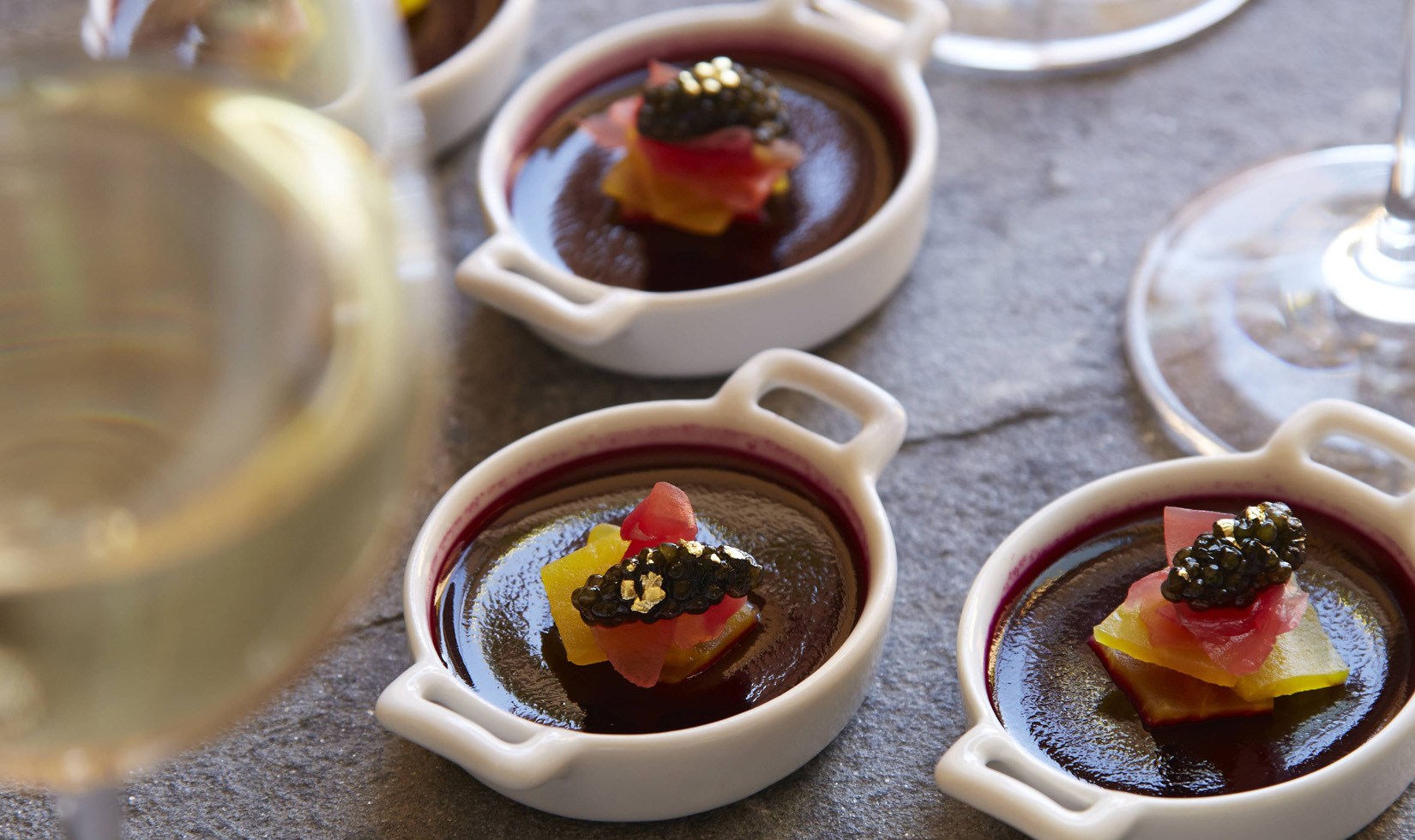 Winter Beets Gelee in Cups with American Hackleback Roe Recipe