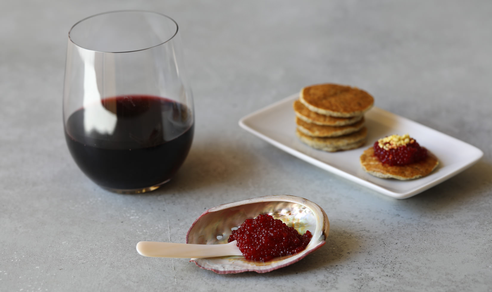 Four Unexpected Wine and Caviar Pairings That Work Beet Saffron Roe Aged Cabernet Sauvignon WEB SIZE-2725