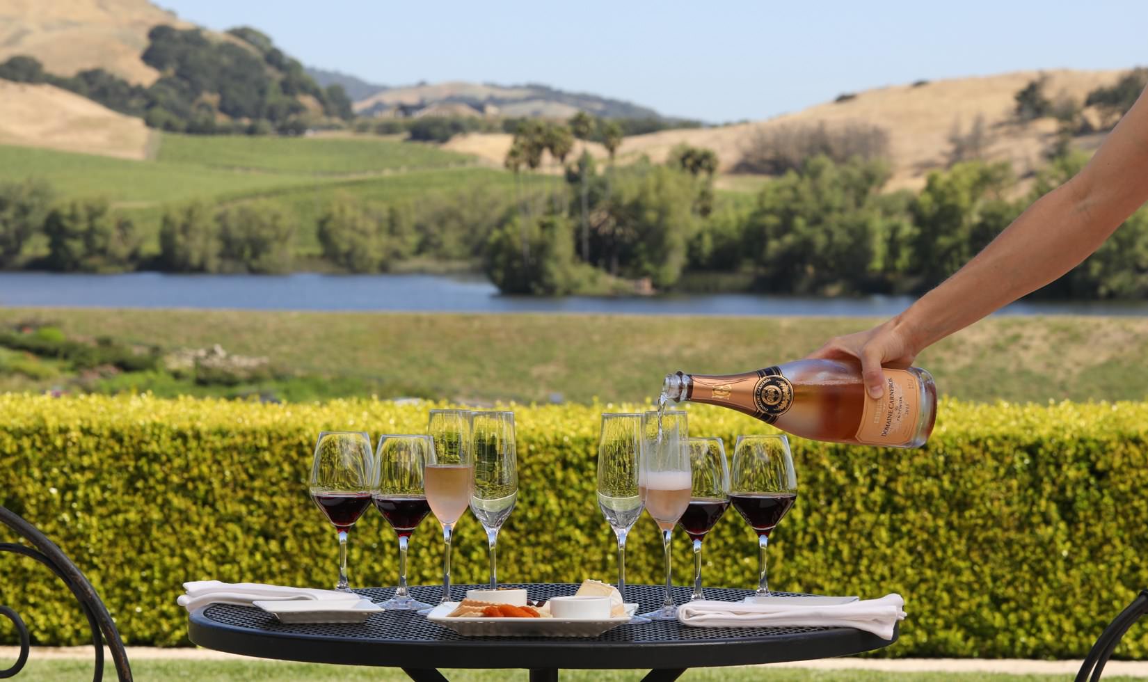 Domaine Carneros terrace cheese plate pairing