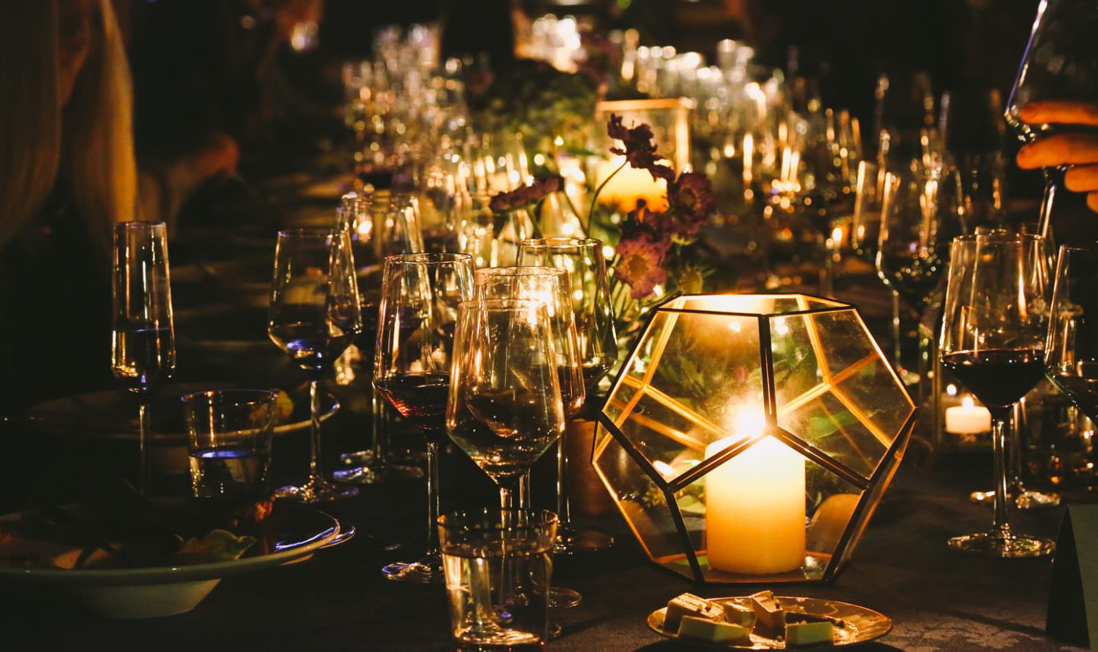 table setting for evening alfresco dining at Jordan Winery