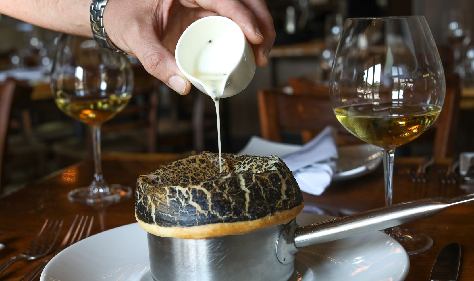 scallop en croute puff pastry appetizer at Valette