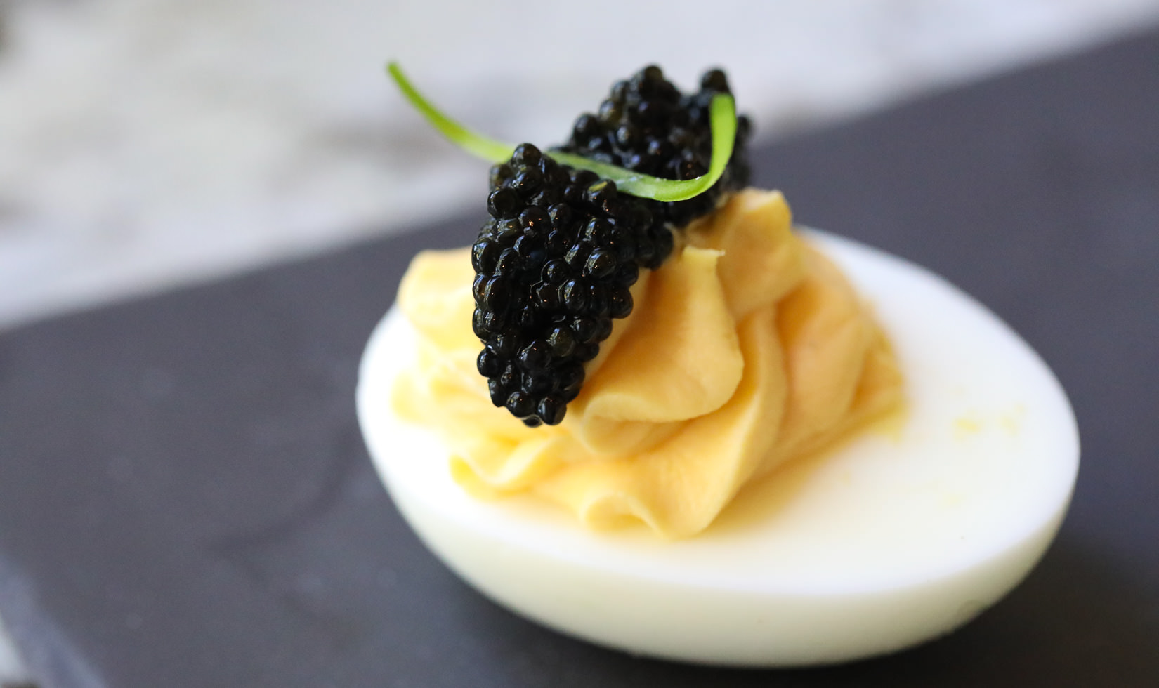 eggs mimosa, deviled eggs with caviar