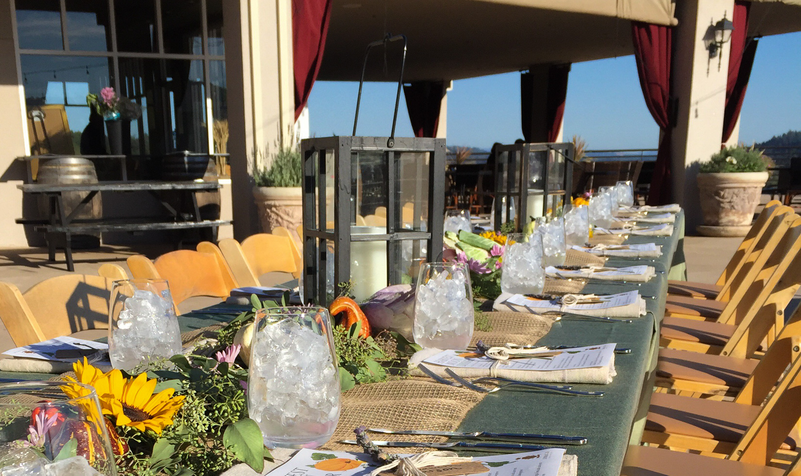 Sbragia winery dinner table, Healdsburg winery events