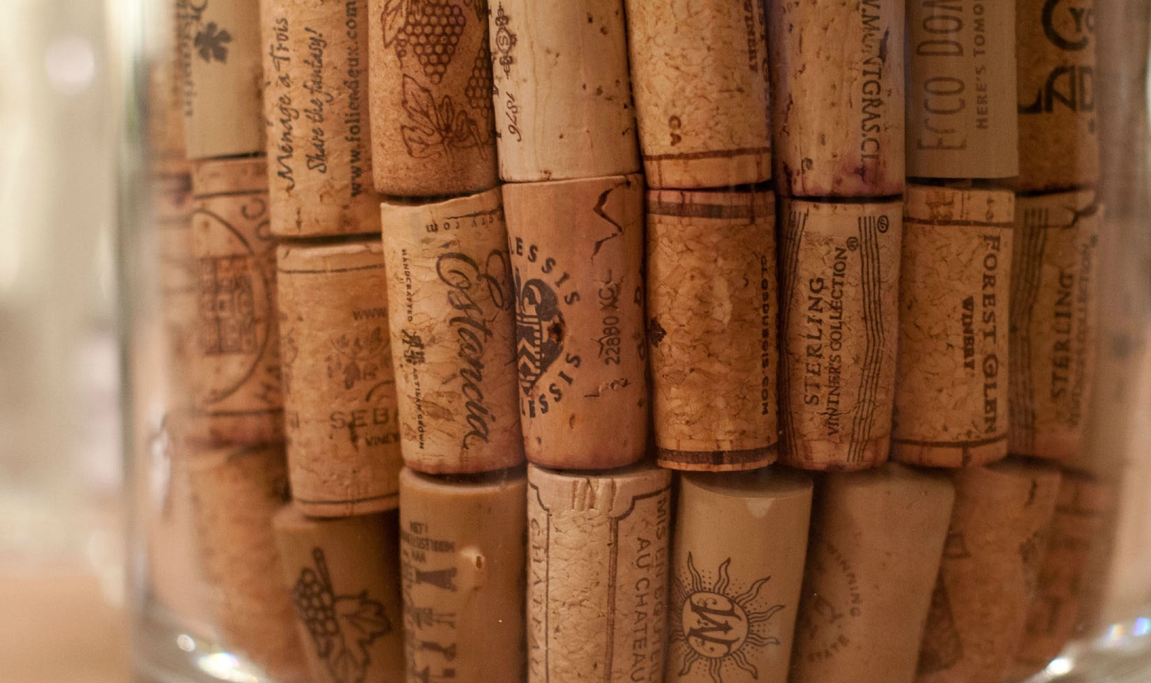 wine corks in vase