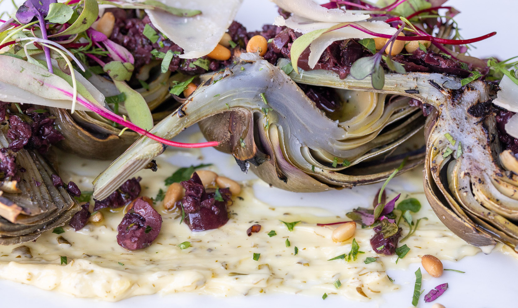 Whole grilled artichoke appetizer at Healdsburg's Spoonbar