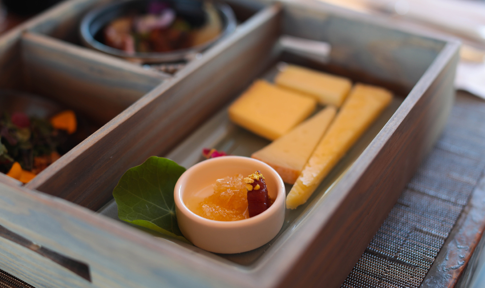 bento box with cheese at Jordan Winery