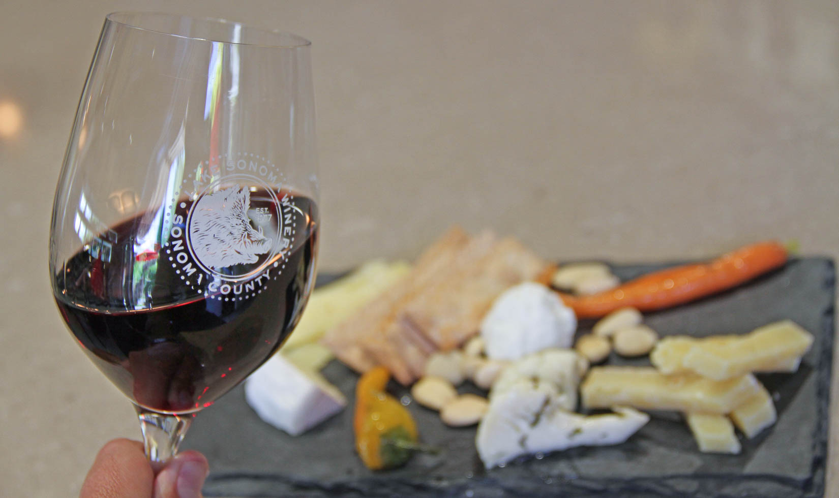 cheese tasting board at Lake Sonoma Winery in Dry Creek Valley