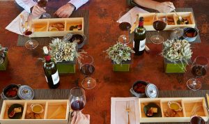 Jordan Cabernet Sauvignon and cheese pairing in bento boxes at Vista Point