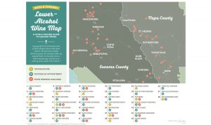 Lower-Alcohol wine Map of Sonoma and Napa Wineries by Jordan Vineyard & Winery