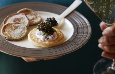 Jordan Winery Buckwheat Blinis with Chef's reserve Caviar and Champagne