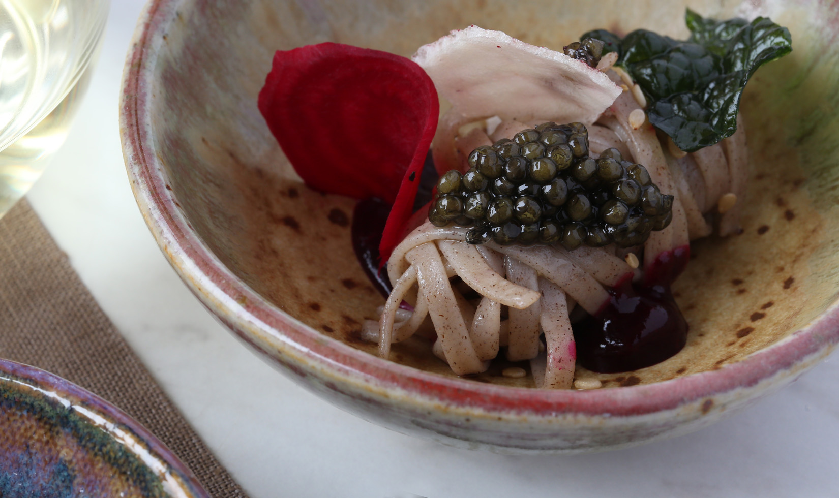 Soba Noodles with Jordan Chef's Reserve Caviar, Beets and Kale Puree