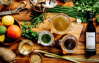 Citrus, Herb and Mushroom-Infused olive oils in mason jars