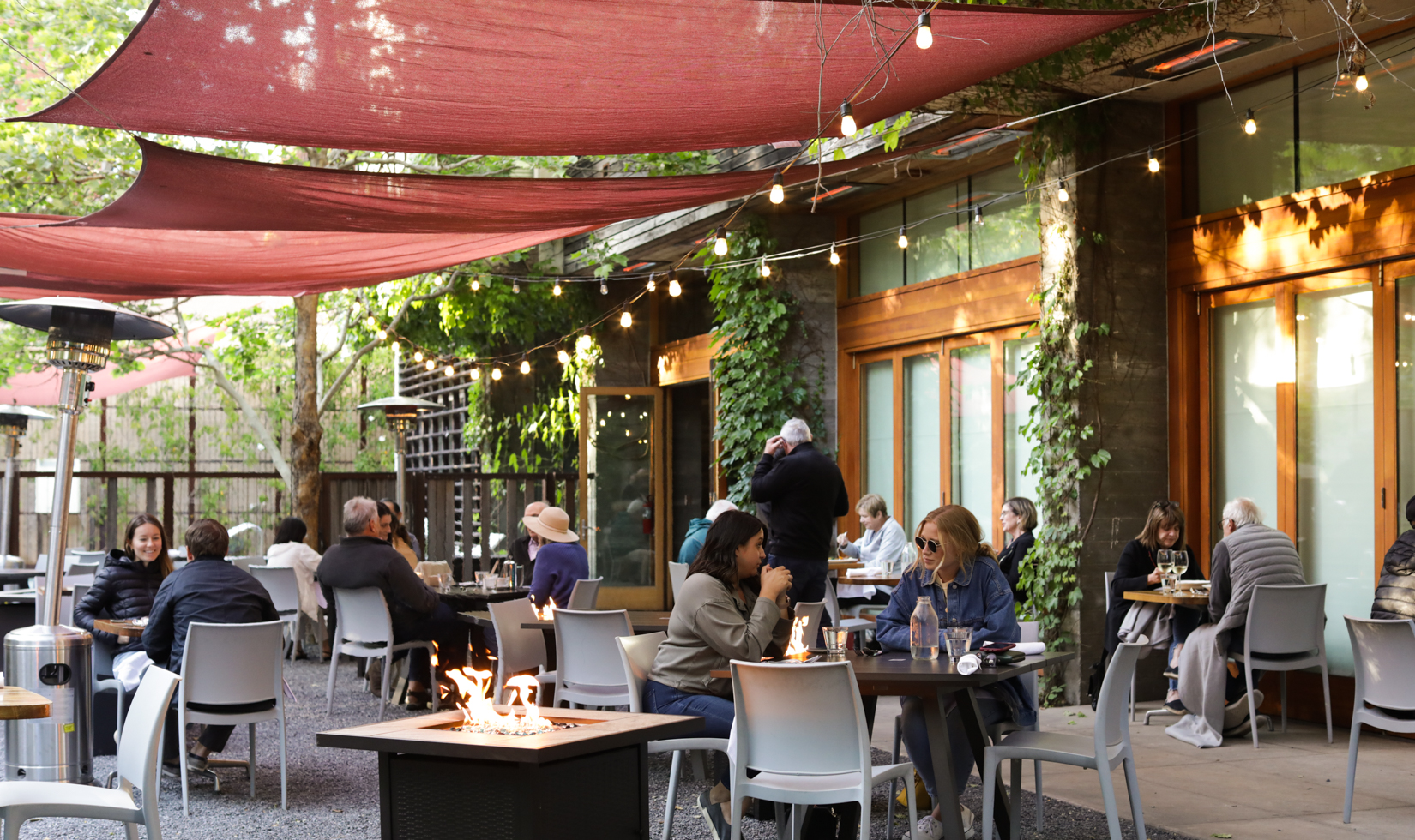 guests sitting outside in restaurant patio