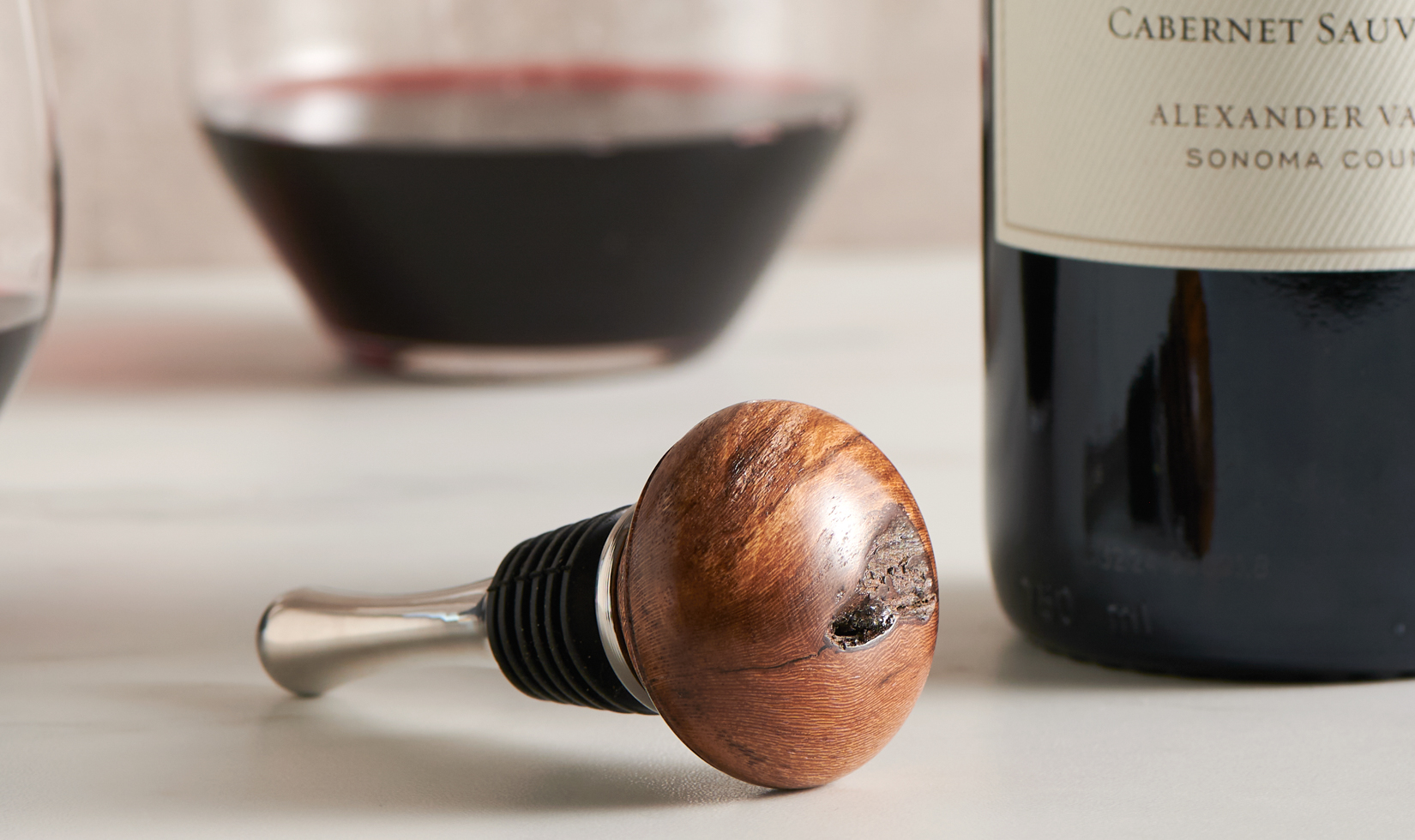 jordan winery wine bottle stopper with cabernet