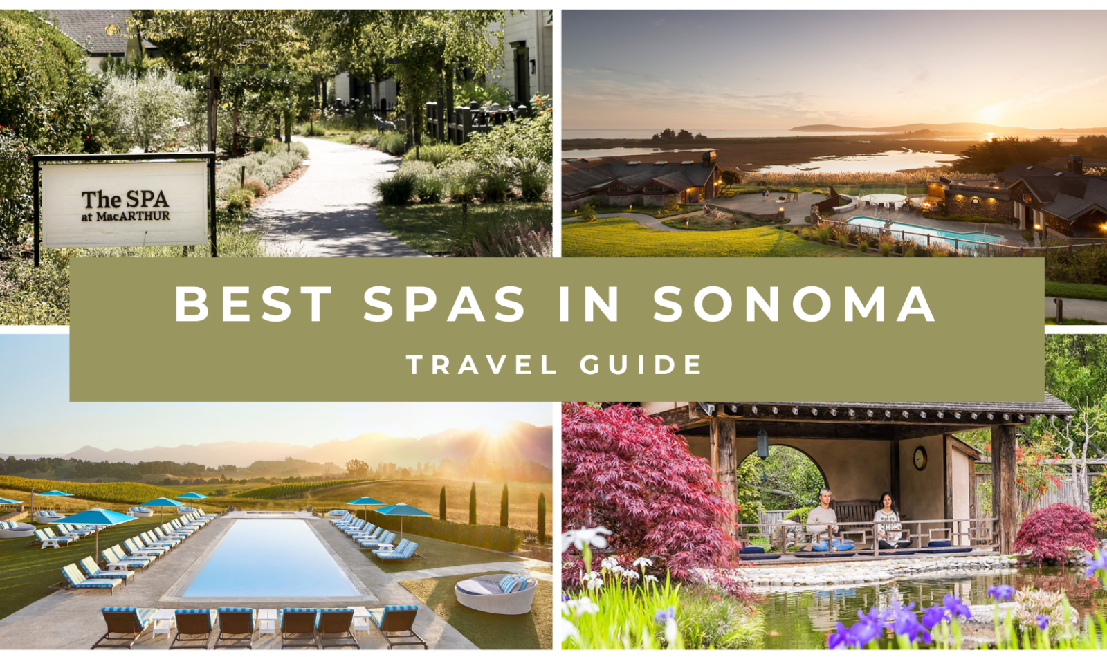 collage of four images of spas in wine country