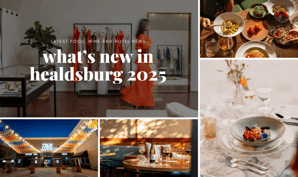 collage of food and wine photos with text overlayed