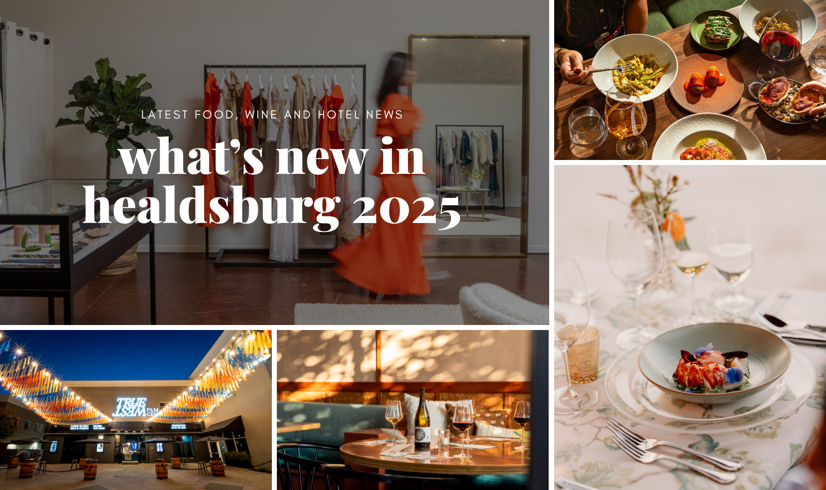 collage of food and wine photos with text overlayed