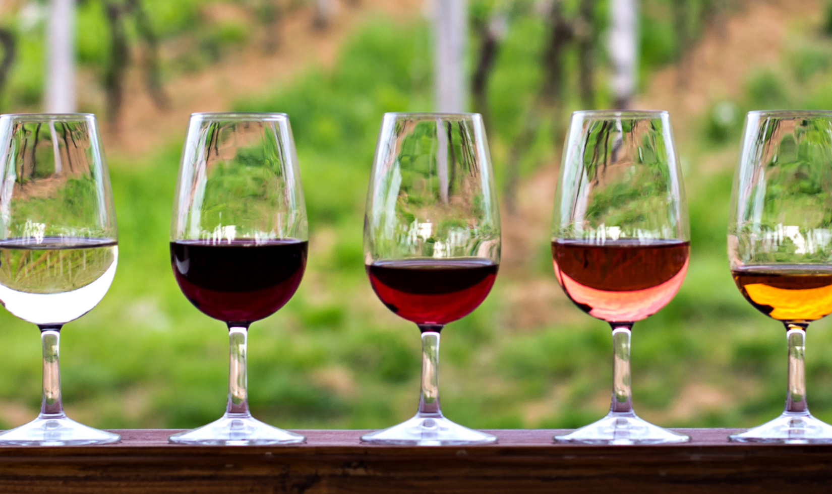 glasses of dessert wine on outdoor table